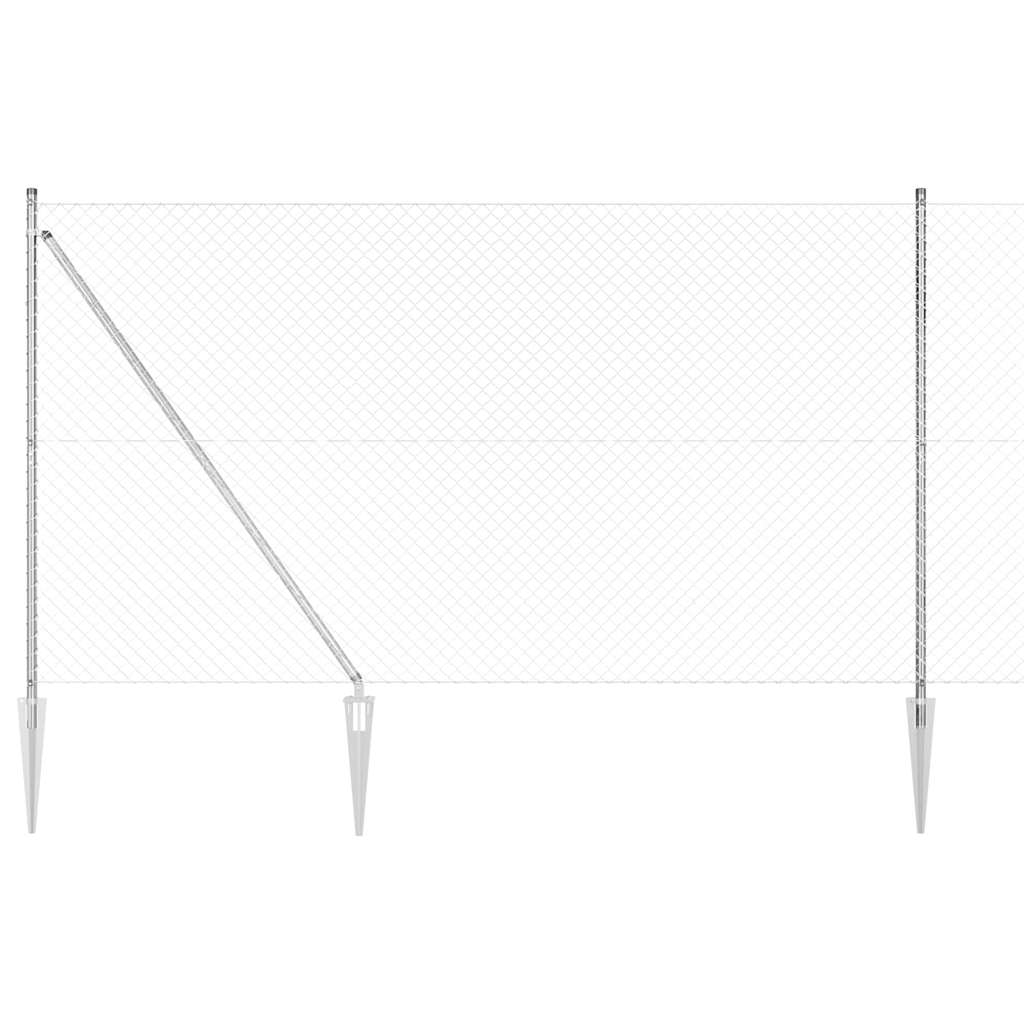 Kettengliedzaun mit Pfosten Silber 1,5 x 10 m Stahl